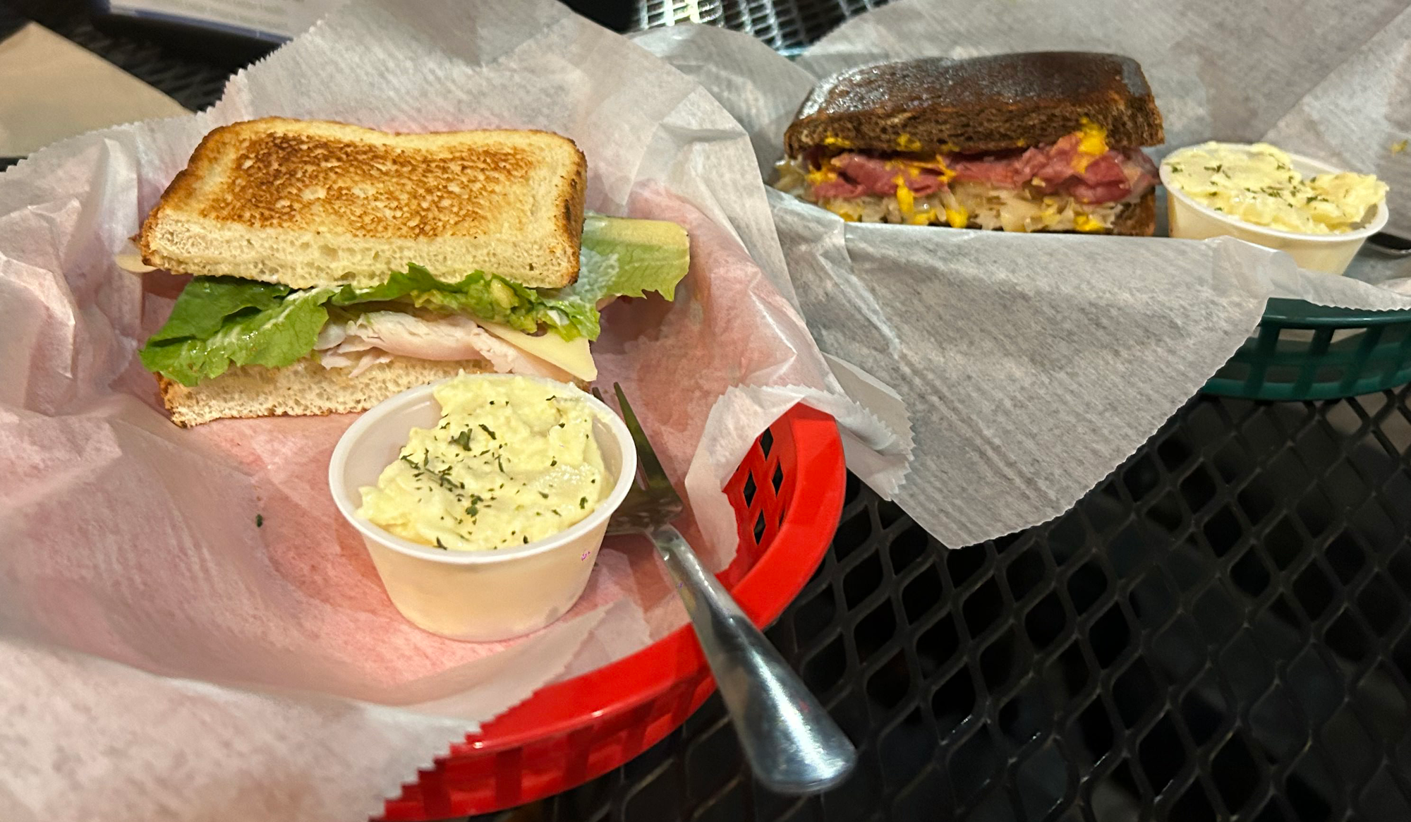 California club sandwich and Rueben sandwich